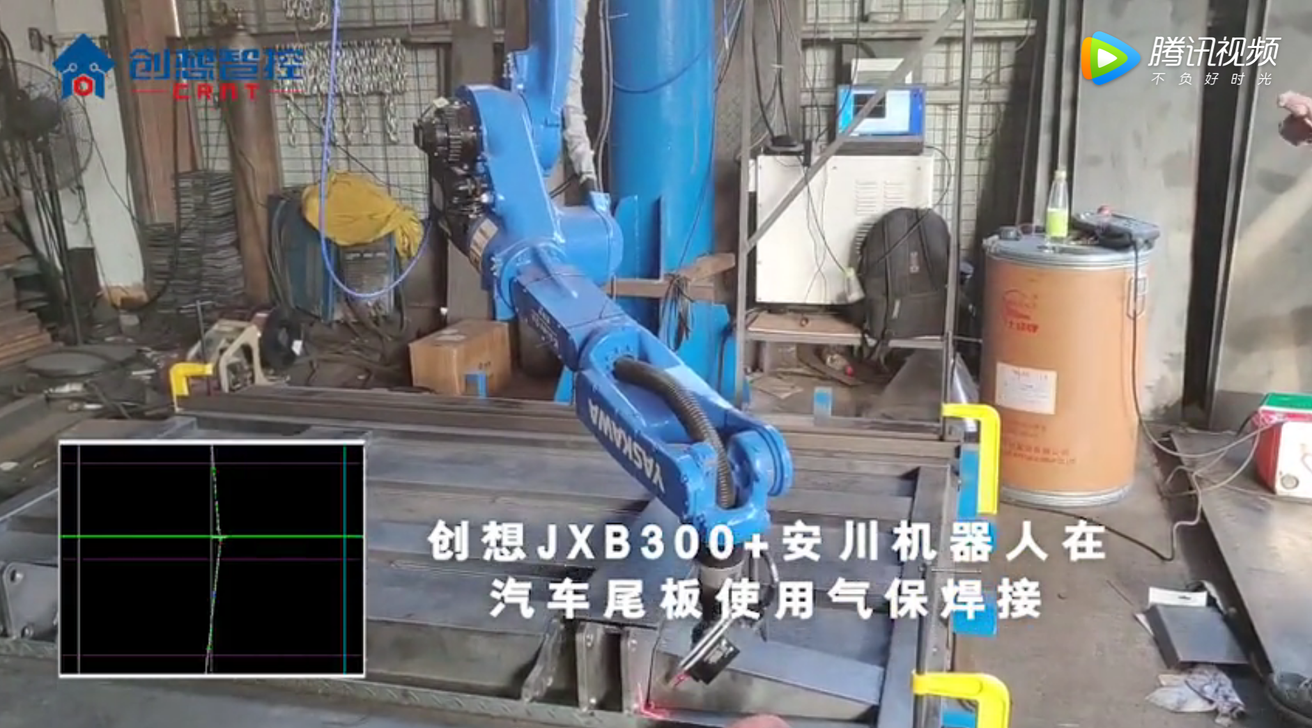  JXB300+安川機(jī)器人在汽車(chē)尾板使用氣保焊接實(shí)現(xiàn)四點(diǎn)求交點(diǎn)、點(diǎn)位組合應(yīng)用